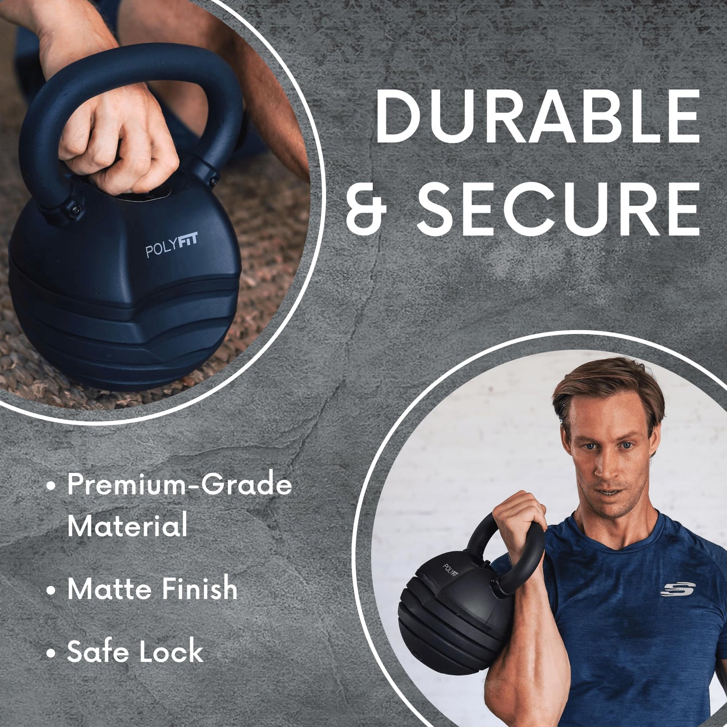 Polyfit Adjustable Kettlebell Set | 30/40/50 lbs | Kettlebell Weights for Home Gym (BLACK - 40 LB)