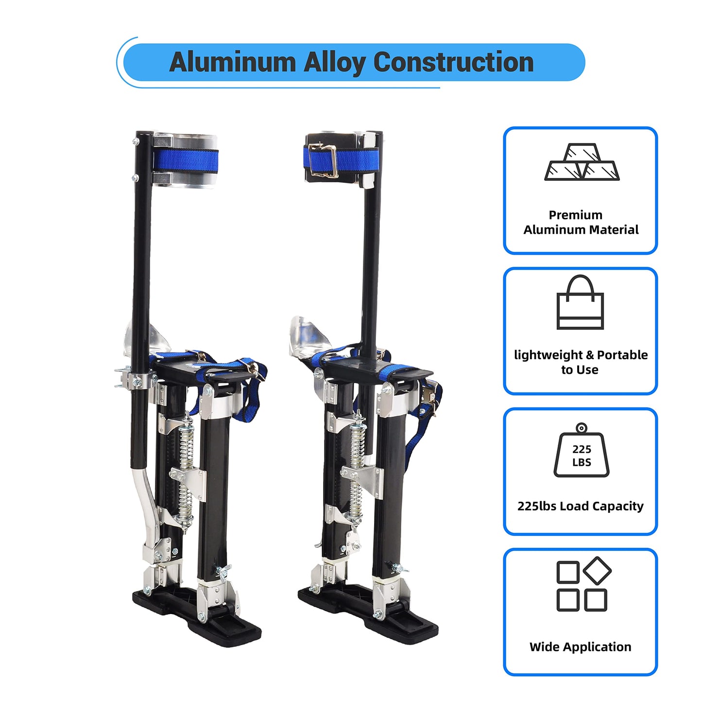 GESEXI Drywall Stilts 18-30 inch Adjustable Professional Aluminum Tool Stilt for Painting Painter Taping, Black