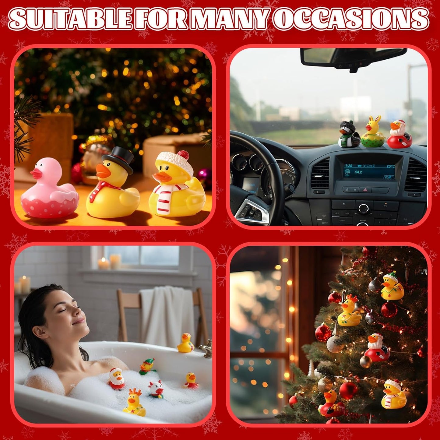 Sotiff Christmas Rubber Duck Bath Set - 24 Pcs Advent Calendar Surprise Ducky Gifts | Yellow-Green