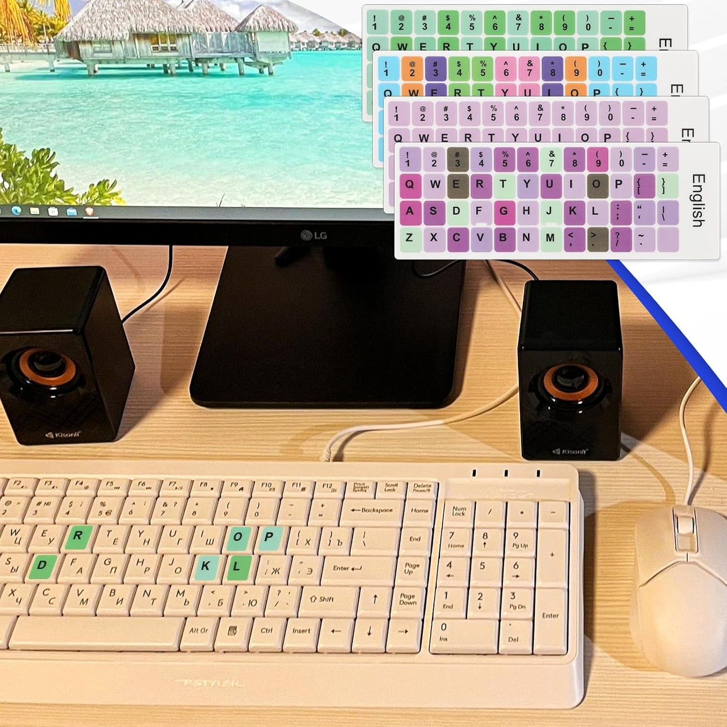 Mozeat Lens 4PCS English Keyboard Replacement Letter Stickers Universal Keyboard Sticker Matte English Keyboard