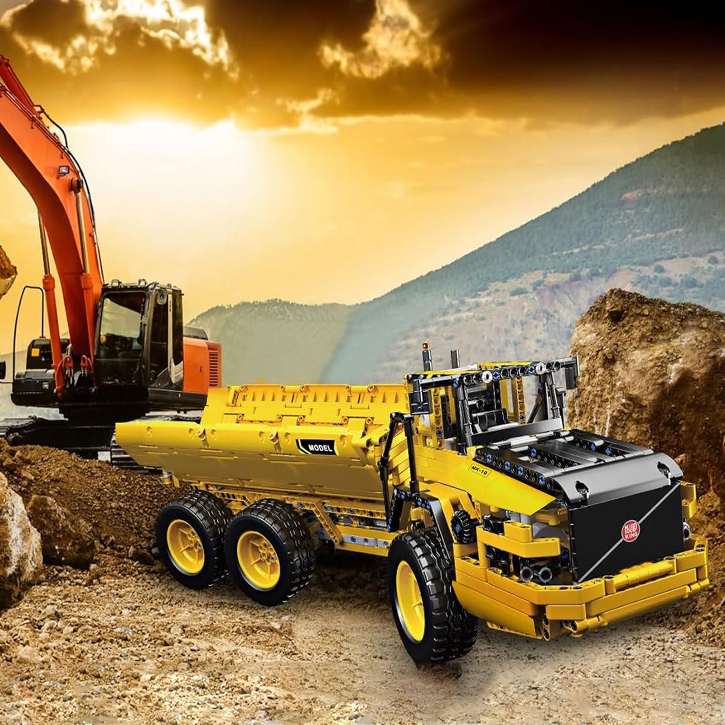 Mould King 17010 Engineering Dump Truck Building Block Kits, MOC Building Blocks Set to Build, Gift for Age 14+/Adult Collections Enthusiasts(1888 Pieces with Motor/APP Remote Control)