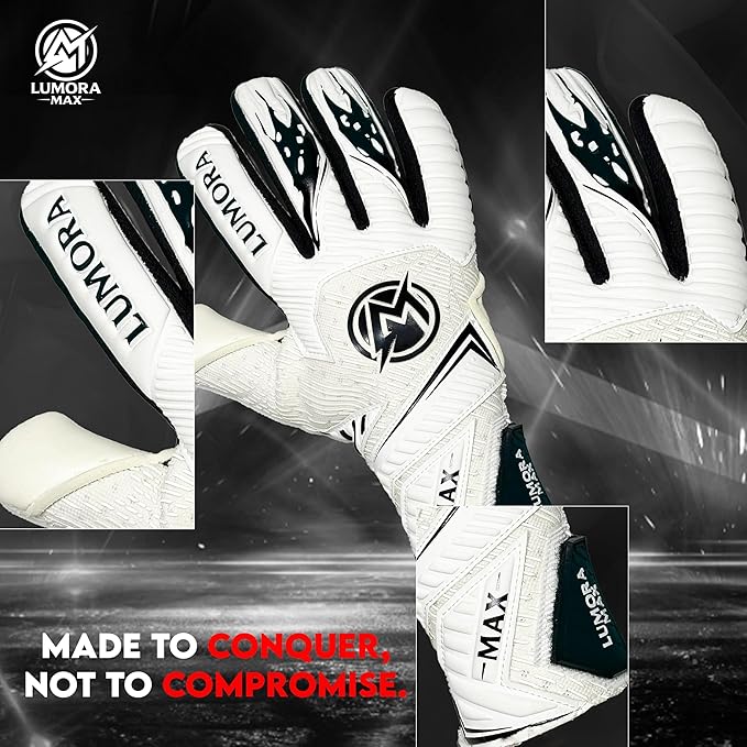 Goalkeeper Gloves-Professional Negative Cut Goalie Gloves with Contact Max Grip, 4mm Foam Padding & Airprene Backhand| No Finger Save, All-Weather Performance. Sizes (7-10)