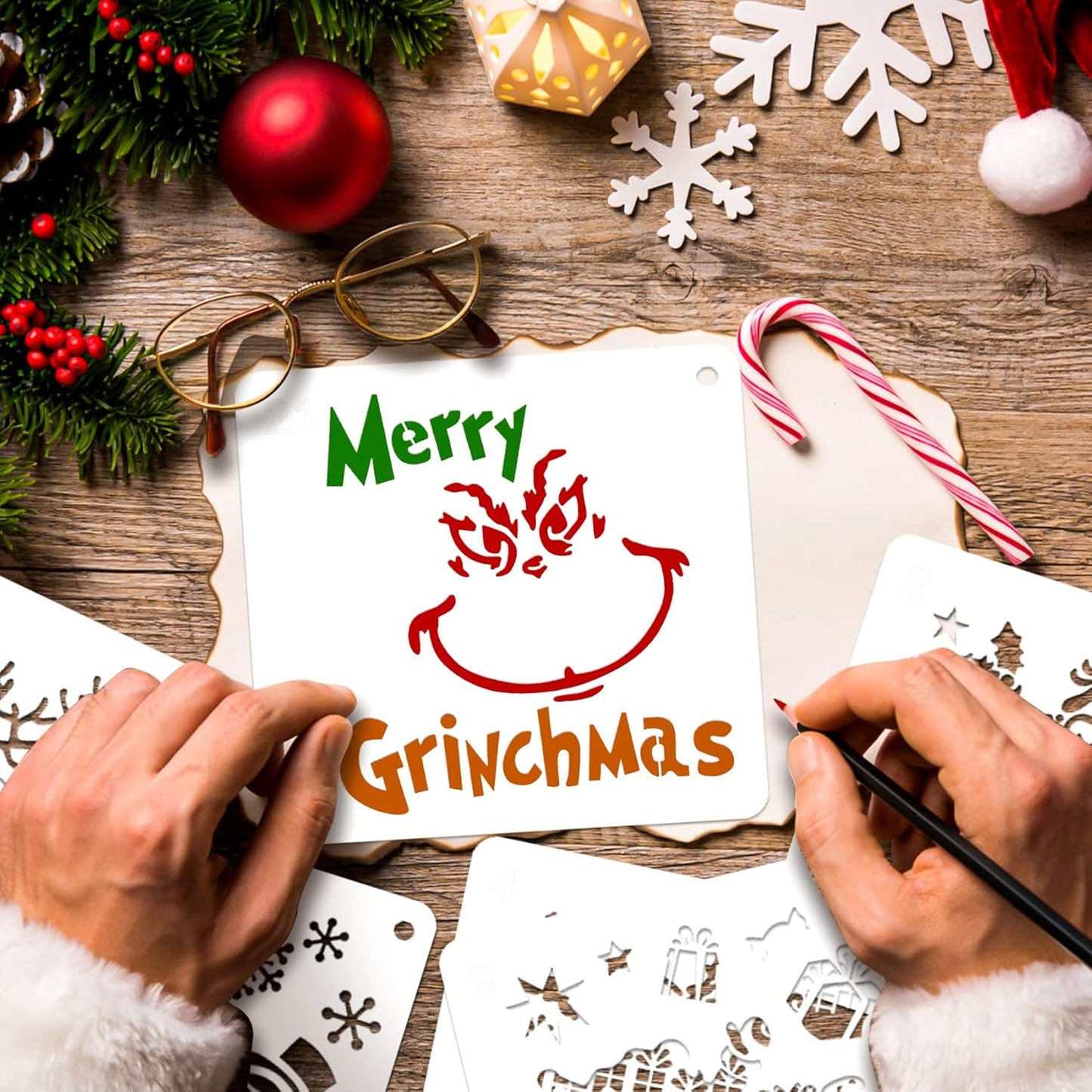 Regine Switzerland 25 Pcs Christmas Stencils - Reusable 6x6 Inch Templates for DIY Crafts & Decorations