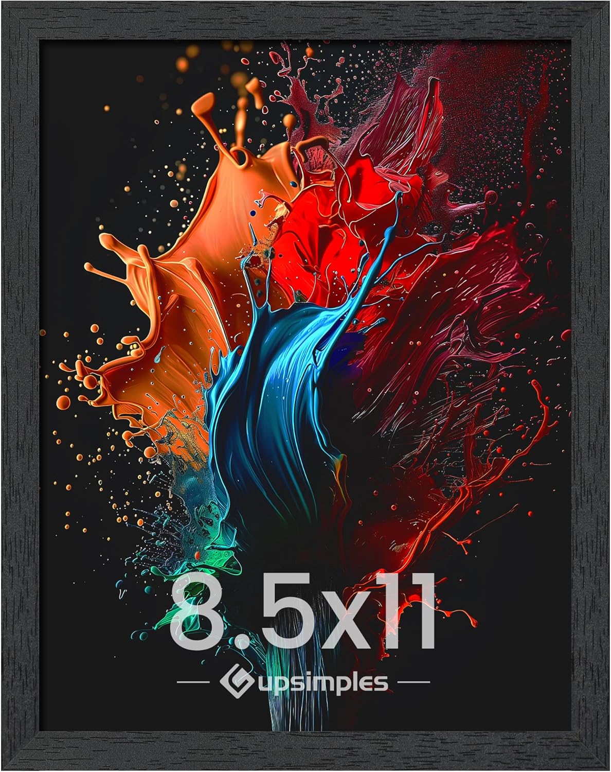 Upsimples 8.5x11 Picture Frame - Stylish Black Wall Gallery Frame for Photos | 1 Pack