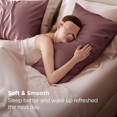 Bedsure Satin Pillowcase - Silky Soft Pillowcases for Hair & Skin, Queen Size, Nostalgia Rose, 20x30 Inches, 2 Pack
