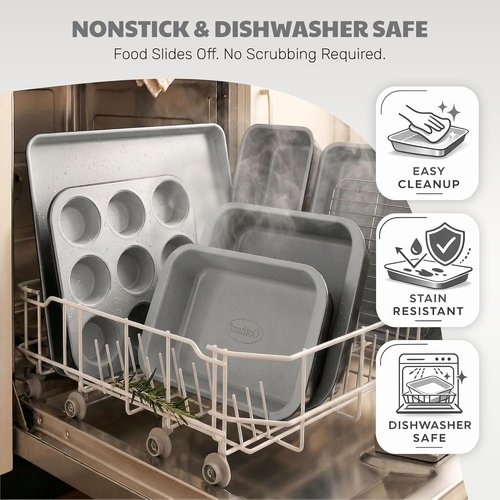 Gotham Steel 6-Piece Stackable Baking Pans Set | Space-Saving Ceramic Bakeware, Non-Toxic & Dishwasher Safe