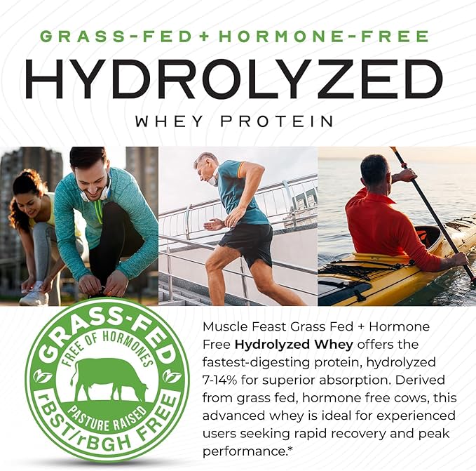 Muscle Feast Hydrolyzed Whey Protein Powder, Grass Fed and All Natural Hormone-Free, Hydro Whey Powder for Men and Women, Gluten Free, Non-GMO, Delicious Hydrolyzed Protein Powder, Vanilla, 5lb