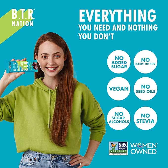 B.T.R Nation Keto Superfood Protein Bars, Plant Based Vegan - Brownie RECHARGE | 12 Bars | Low Carb and Gluten Free, Free of Sugar Alcohols and Boosted with Powerful Superfoods