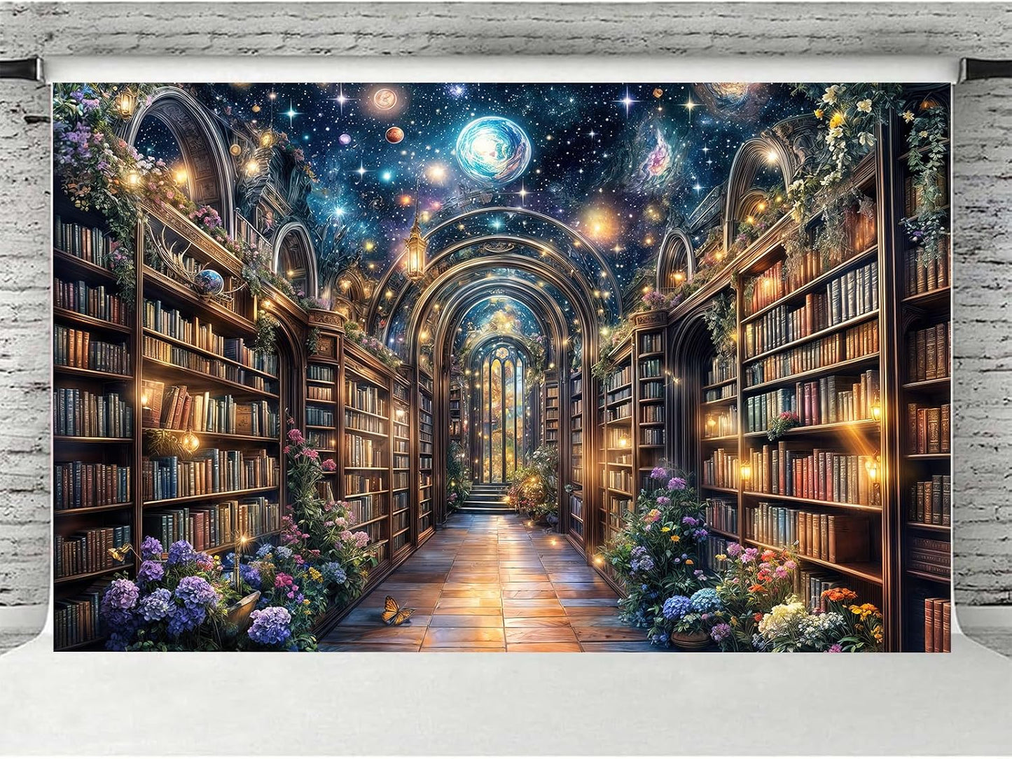 MERCHR 7x5ft Bookshelf Backdrop Books Library Tapestry Bookcase Photography Backdrop School Library Study Bookshelf