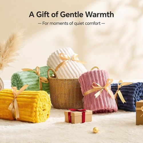 BEDELITE Fleece Throw Blanket - Soft & Warm 3D Ribbed Jacquard Design | Cozy Pink Plush 50x60 Inches