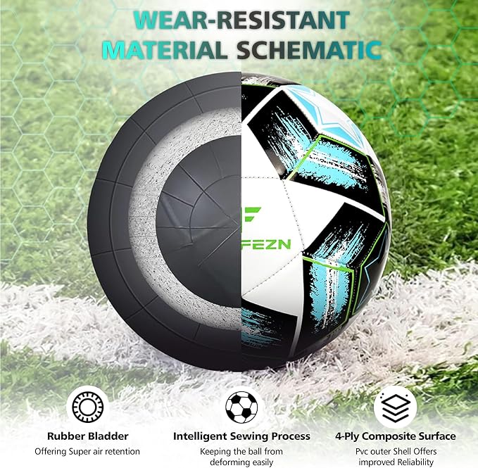 Youth Soccer Ball Size 4, Kids Outdoor Play Game Training Practice Soccer Ball for Teen Boy Girl Indoor Outdoor with 1 Pump 1 Net Bag and 1 Gift Box