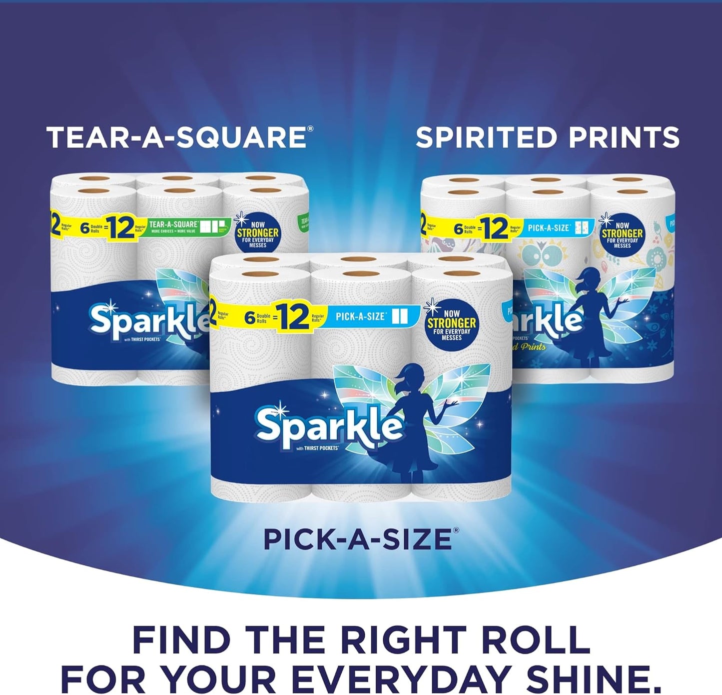 Sparkle Paper Towels - Pick-A-Size, 3 Triple Rolls, Convenient Pack of 2 for Easy Cleaning