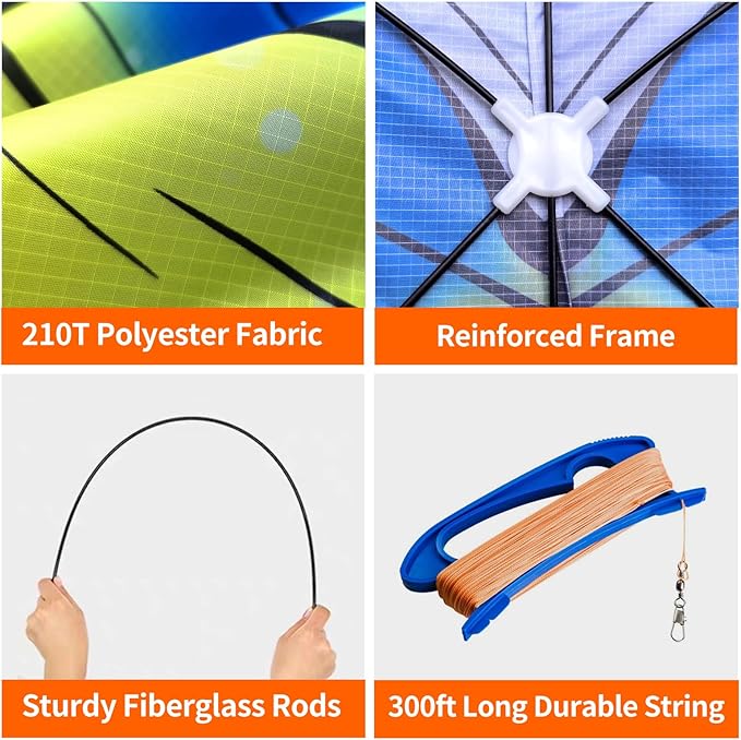 Butterfly Kites for Kids and Adults, Easy to Fly Large Single Line Kite for Boys and Girls - 55" x 28" Beach Kite for Beginners, 300ft String Handle Included