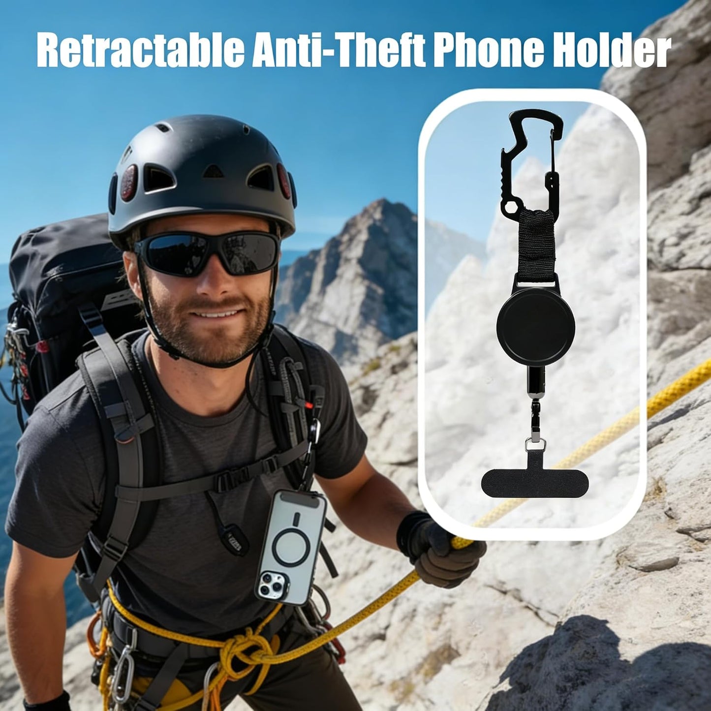 Angjiny 360 Anti-theft Phone Tether - Universal Phone Lanyard Retractable Steel Line Cellphone Strap,Phone Leash