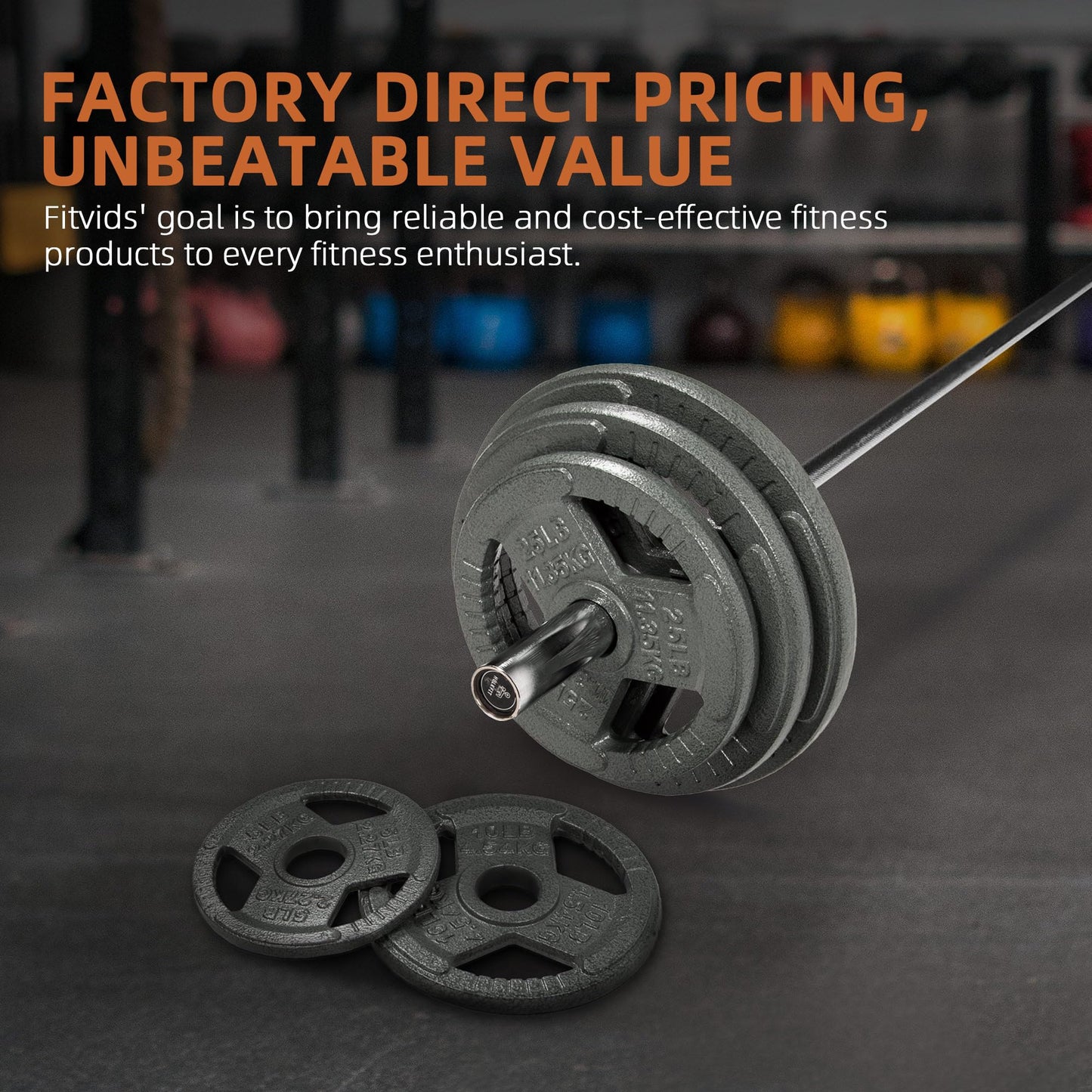 Fitvids 2 Inch Olympic Barbell Weight Plates Set, 120 LB(2.5-25 LB) Barbell Weight Set for Home Gym Strength Training, Triple-handle Design