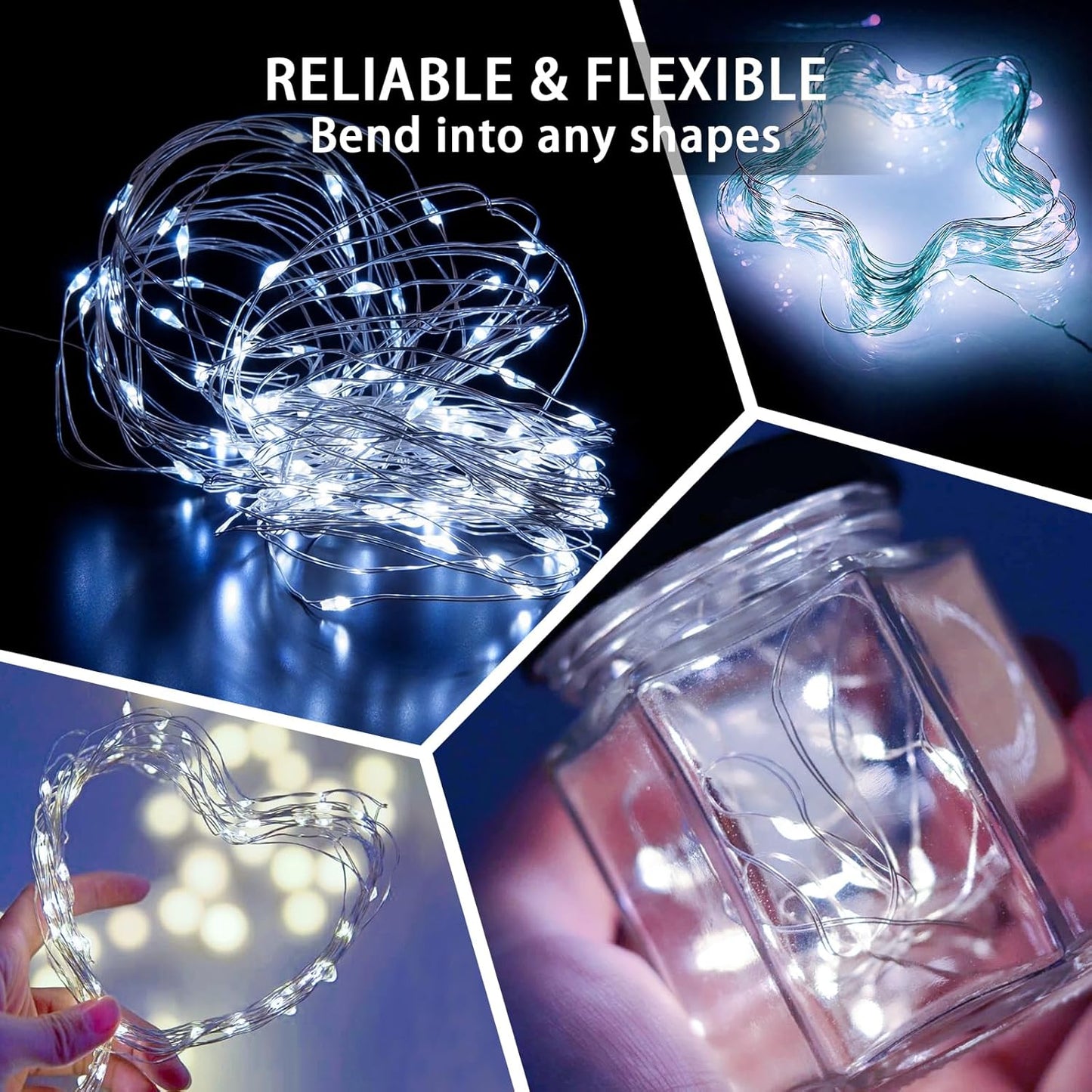 Skiennix 8-Pack White Fairy Lights - 7Ft 20 LED Twinkle String Lights | Battery Operated & Waterproof for Weddings, Parties, and Home Decor