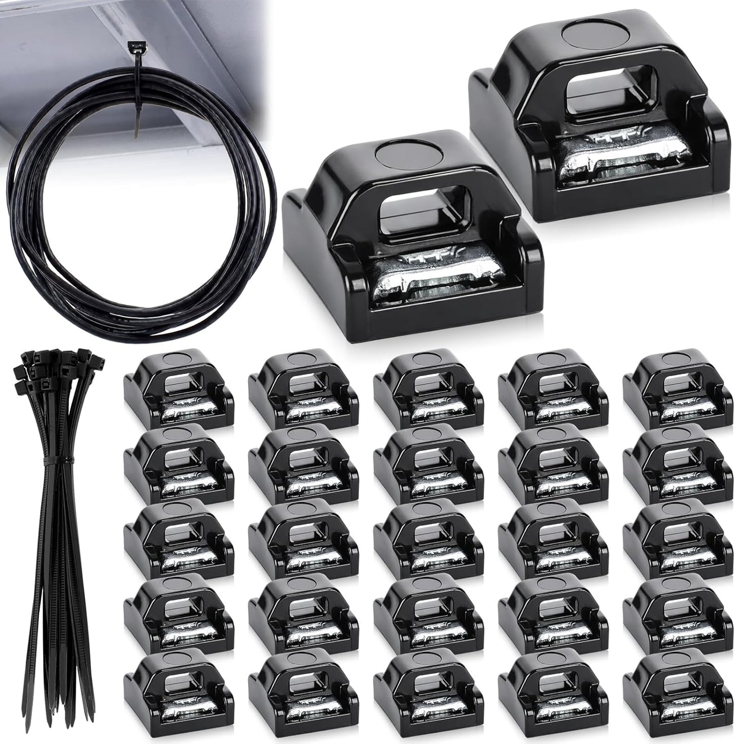 Ribbonlic 25 Sets Mini Magnetic Cable Tie Mount Magnetic Zip Tie Mount Base Multipurpose Wire Cable Holder Wire Clips
