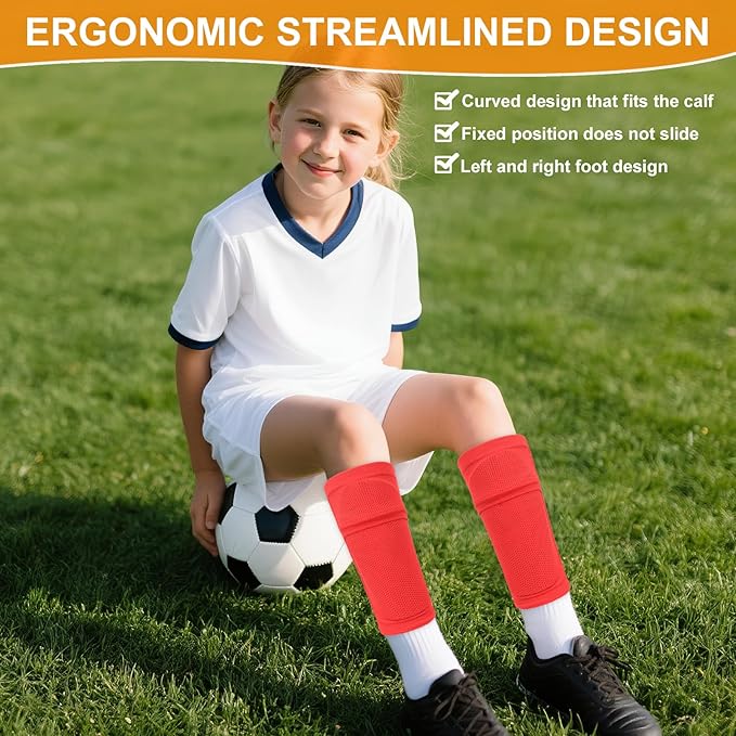 Shin Guards Soccer Kids 2025 Version High-Density Foam Soccer Shin Guard with Sleeves Shin Protective Pads for Kids Daily Practice School Competitions Outdoor Play