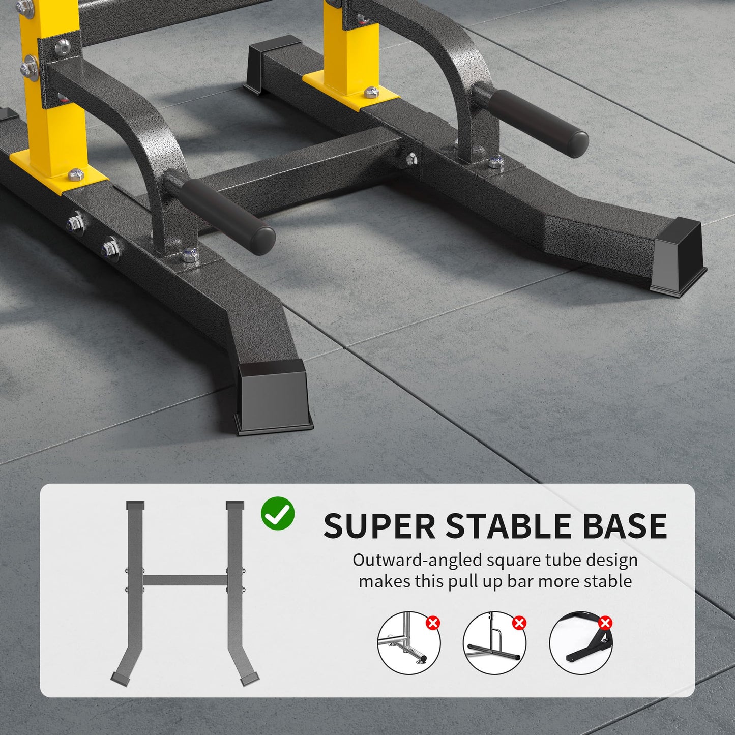 SogesHome Adjustable Pull Up Bar & Dip Station, Heavy Duty 330LB Capacity Multifunctional Home Gym Fitness Equipment for Strength Training, Push Up Stand for Arm, Back, Core & Full Body Workout, Yellow