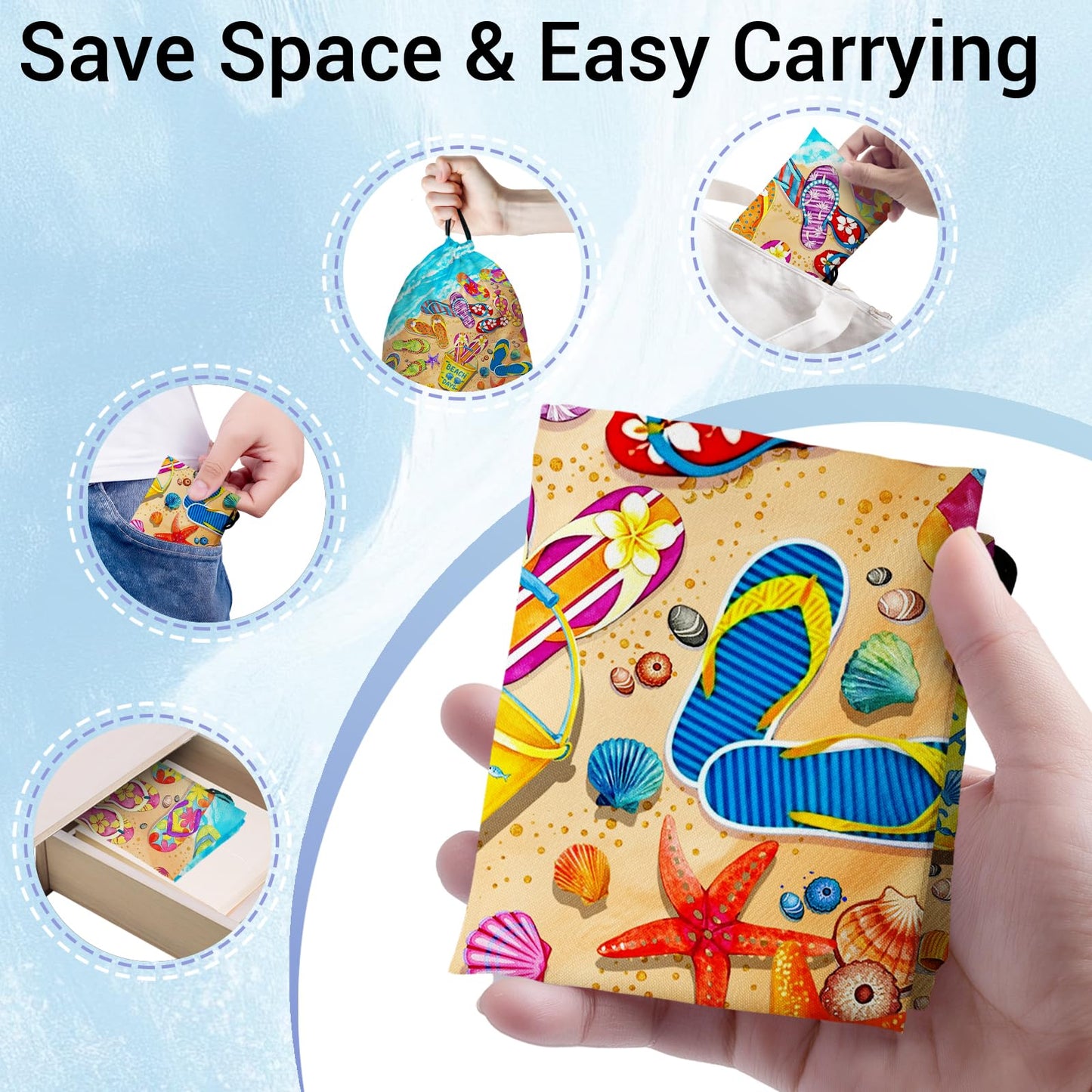 GAIIIIYOU Gymnastics Grip Bag Colorful Flip Flop Coastal Pouch String Bag for Travel