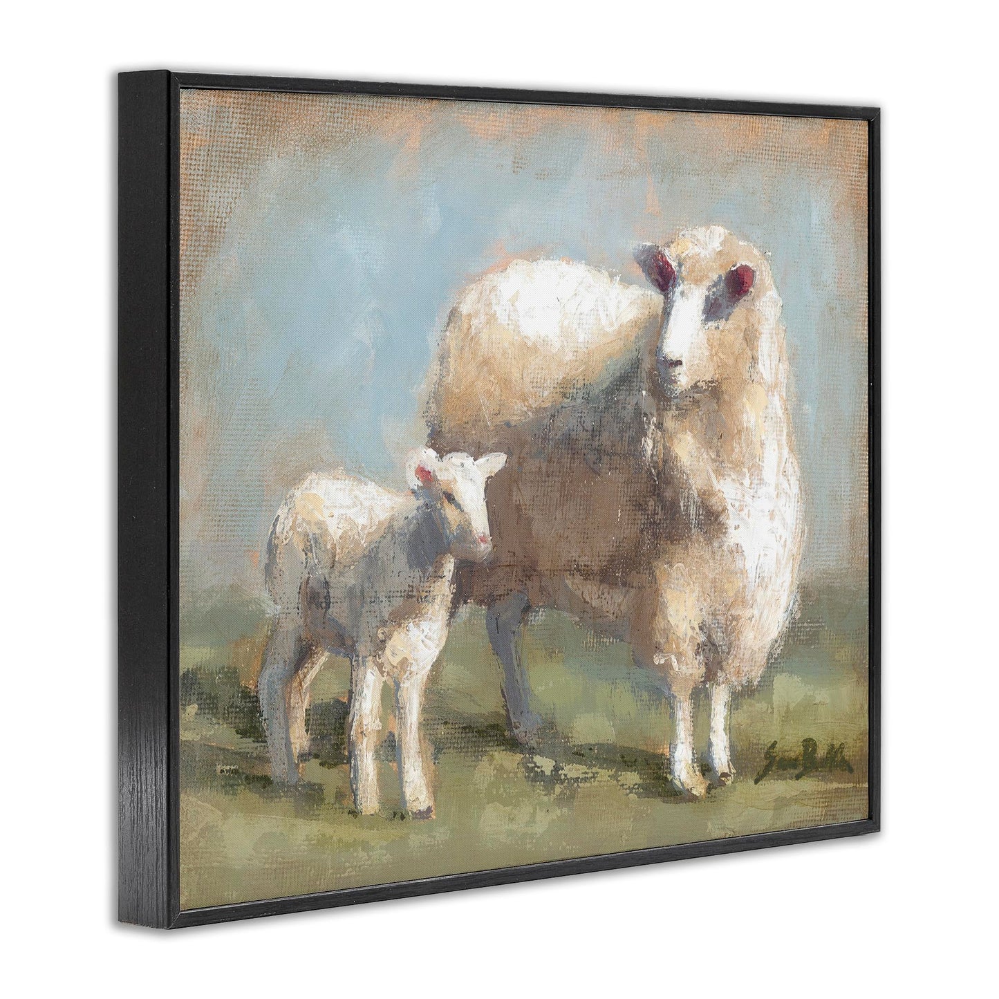 Stupell Industries 'Sheep & Lamb Family Farm', Framed Giclee Art, Black, 20 x 16 Inches, Easy to Hang and Sturdy, Made in USA, by Sara Baker