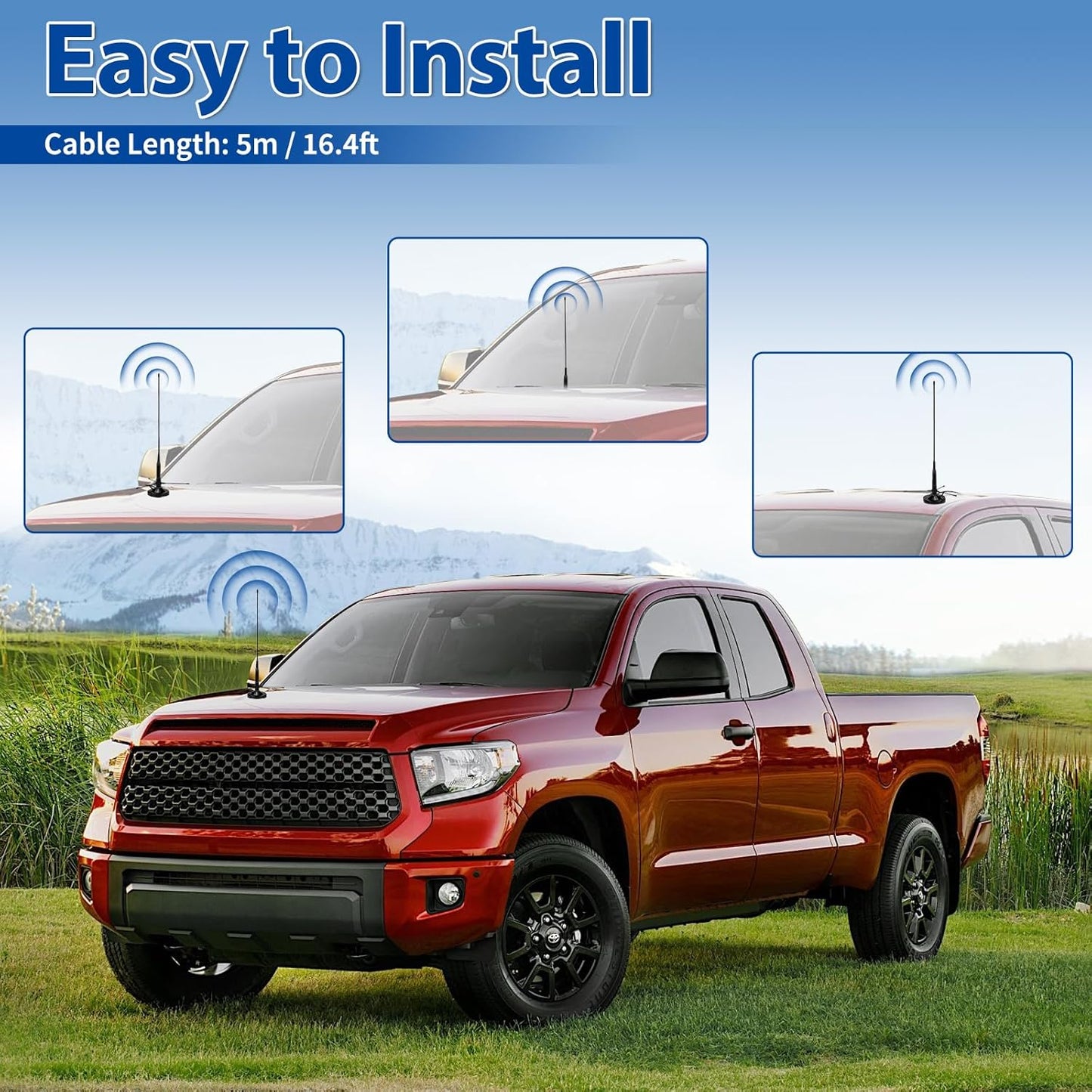 BINGFU 136-174MHz 400-470MHz PL259 Vehicle Mobile Ham Radio Antenna with Ground Planes Dual Band VHF UHF Magnetic Base