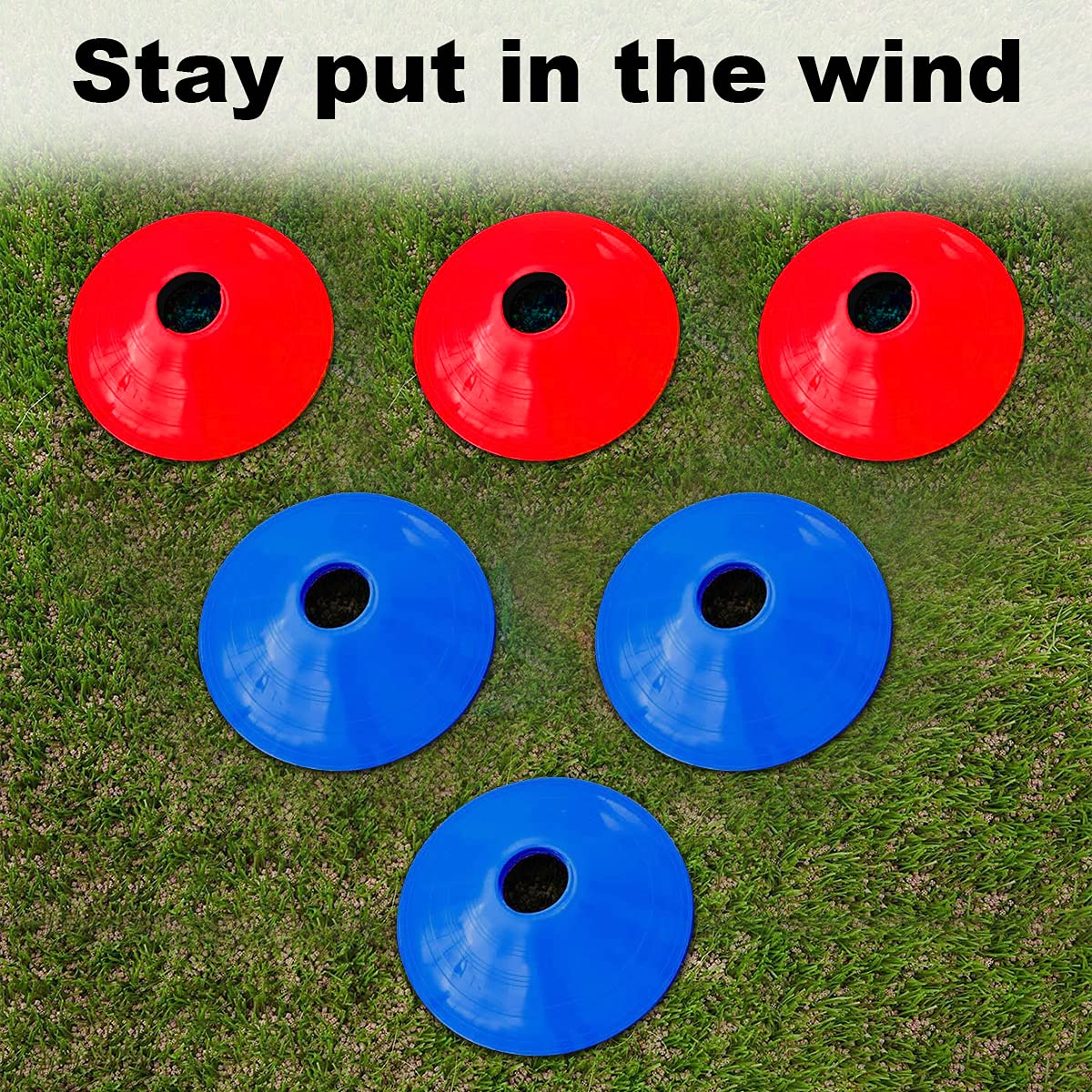 DUNCHATY 60-Pack Soccer Cones - Agility Flat Disc Cones with Carry Bag & Strap - Small Training Field Markers for Football Basketball Lacrosse - Indoor/Outdoor Sport Drills