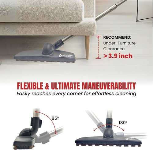 Miele Hardwood Floor Brush Head - 12” Parquet Twister with Soft Horsehair Bristles | 360° Swivel Vacuum Attachment for C1, C2, C3 Canister Vacuums