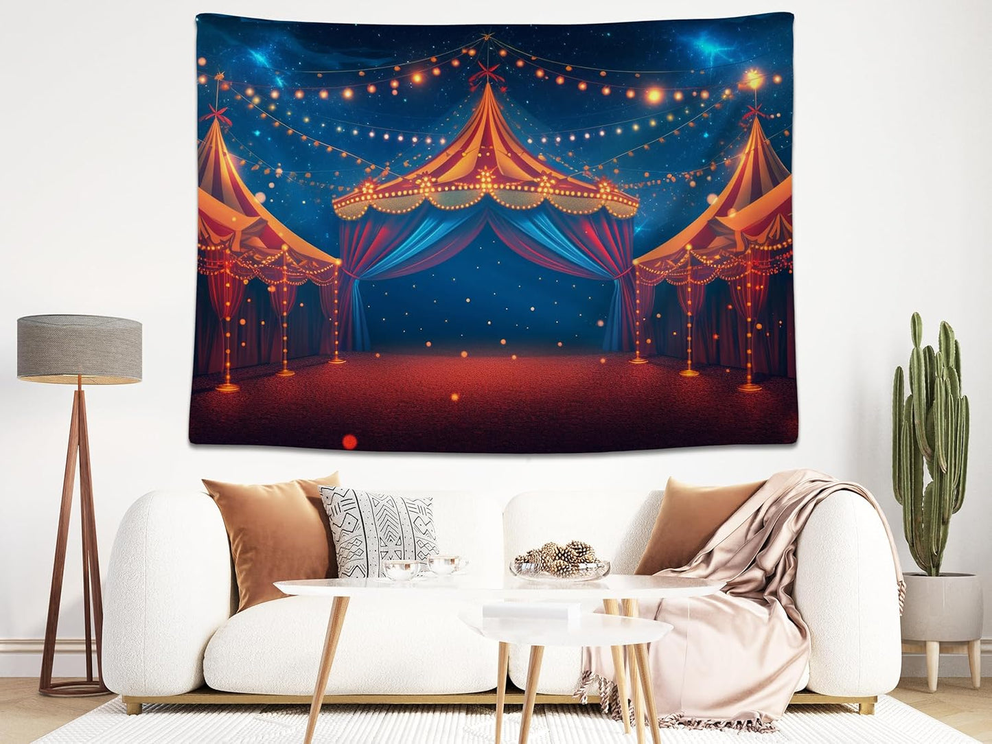 MAEQLQLM 10x8ft Circus Tent Backdrop Big Top Carnival Starry Night String Lights Vintage Background for Carnival Party