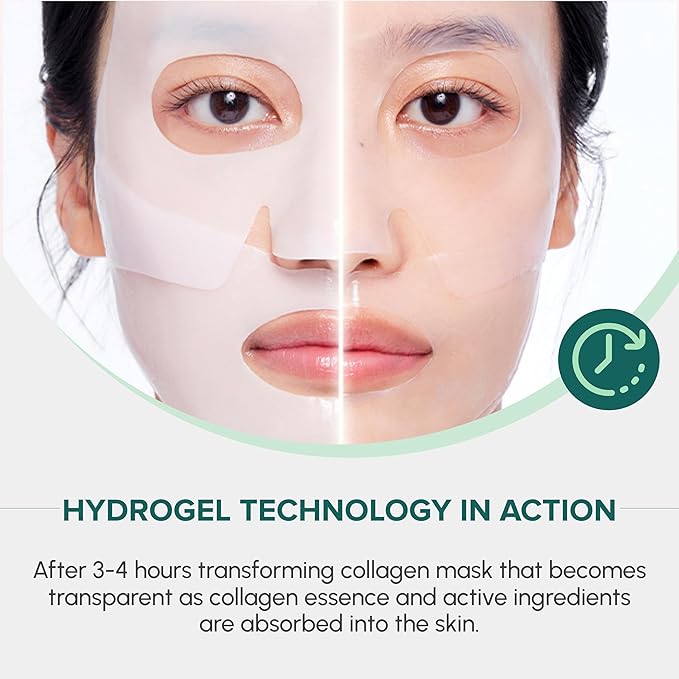Bio-Collagen Real Deep Face Mask, Hydrating Overnight Hydrogel Mask, Pore Minimizing, Elasticity Boosting, With Natural Ingredients Facial Mask 45g (5-Pack) | TikTok Trend Items