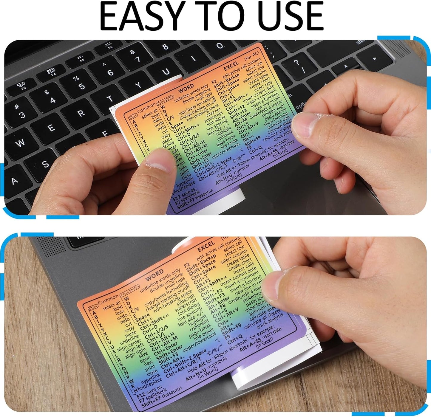 LLOUSSAK 4pcs Windows Shortcut Sticker, Excel Cheat Sheet, Shortcut Stickers for Laptop, Reference Guide Keyboard