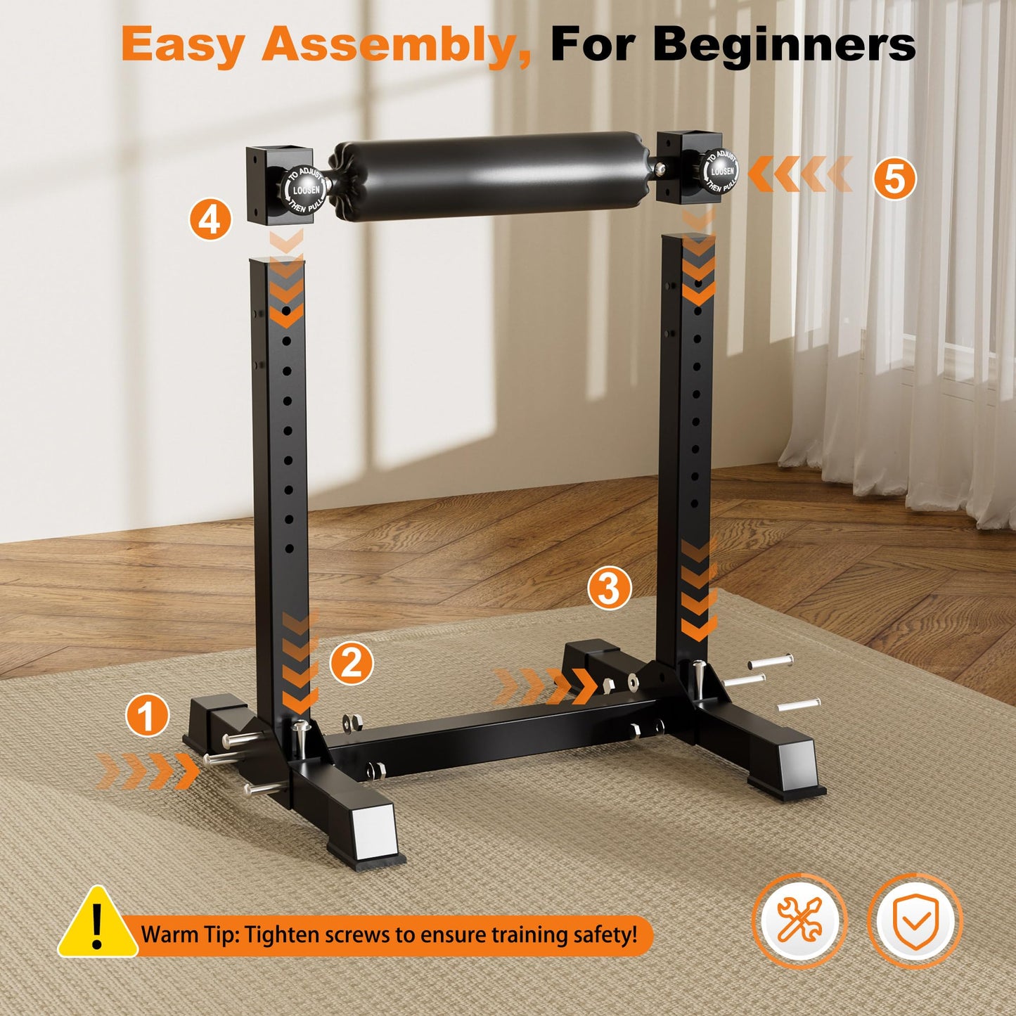 TRAKMAXI Bulgarian Split Squat Stand, 9-Level Adjustable Height Leg Roller, Home Gym Equipment for Single Leg Squat & Lunge Lower Body Strength Training, 350lb Weight Capacity
