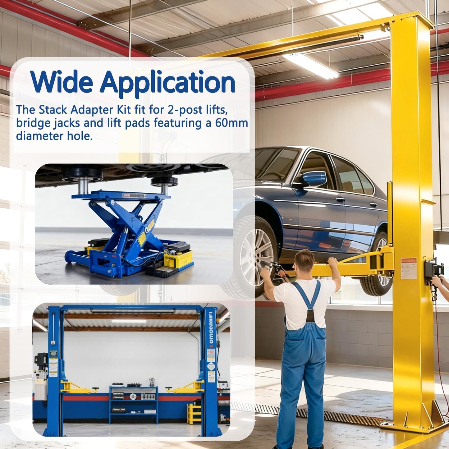 10315 Stack Truck Adapter Kit For Challenger Lifts CL10 E10 VS10 Four 3" & Two 6" Stack Adapters with Organizer for Challenger Two Post Automotive Lifts (2-3/8" 60mm pin dia.)