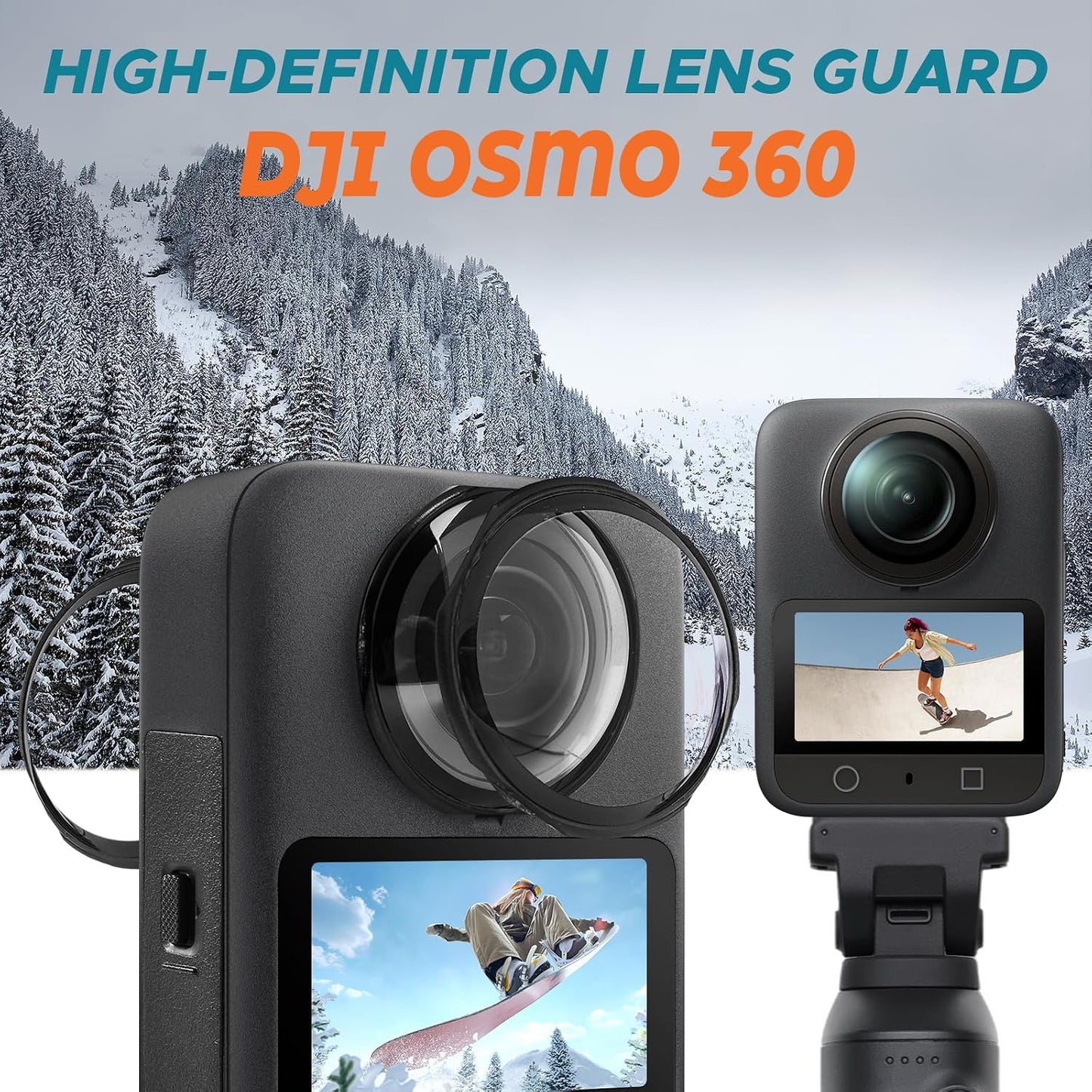 2 Pack 360 9H, JZW-Shop PC Lens Guard with Screen Protectors Compatible with DJI OSMO Action Camera, Scratch