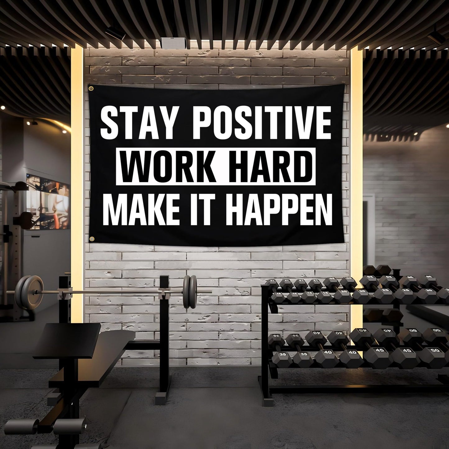 Aroxtms Discipline Motivational Flag 3x5 Ft Stay Positive Work Hard Make It Happen Gym Motivational Inspirational Flags for Room Guys Home Gym Bedroom College Dorm Motivational Wall Decor Banner