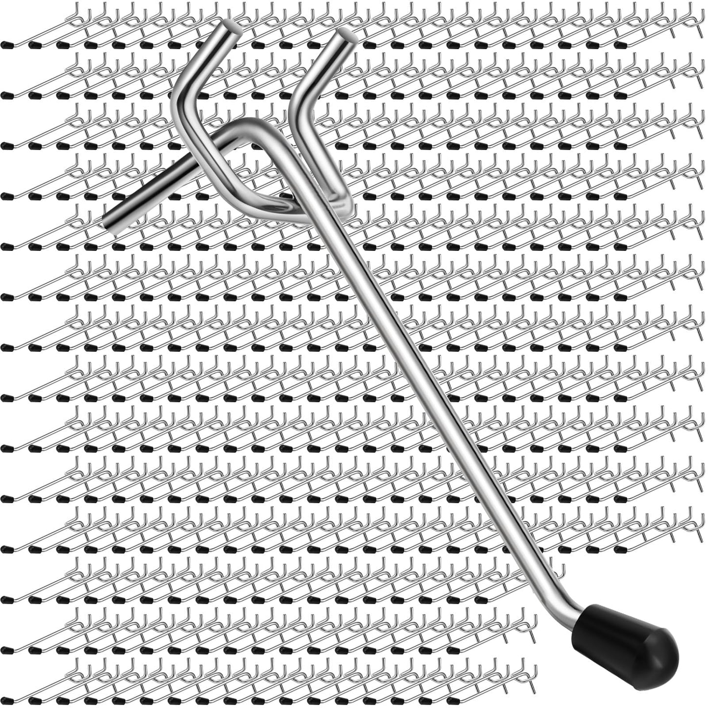 Tatuo 200 Pcs Pegboard Hooks Galvanized Metal Pegs with Rubber Tip Fit 1/4" 1/8" for Garage Store Wall Tool Organization Display(4 Inch)