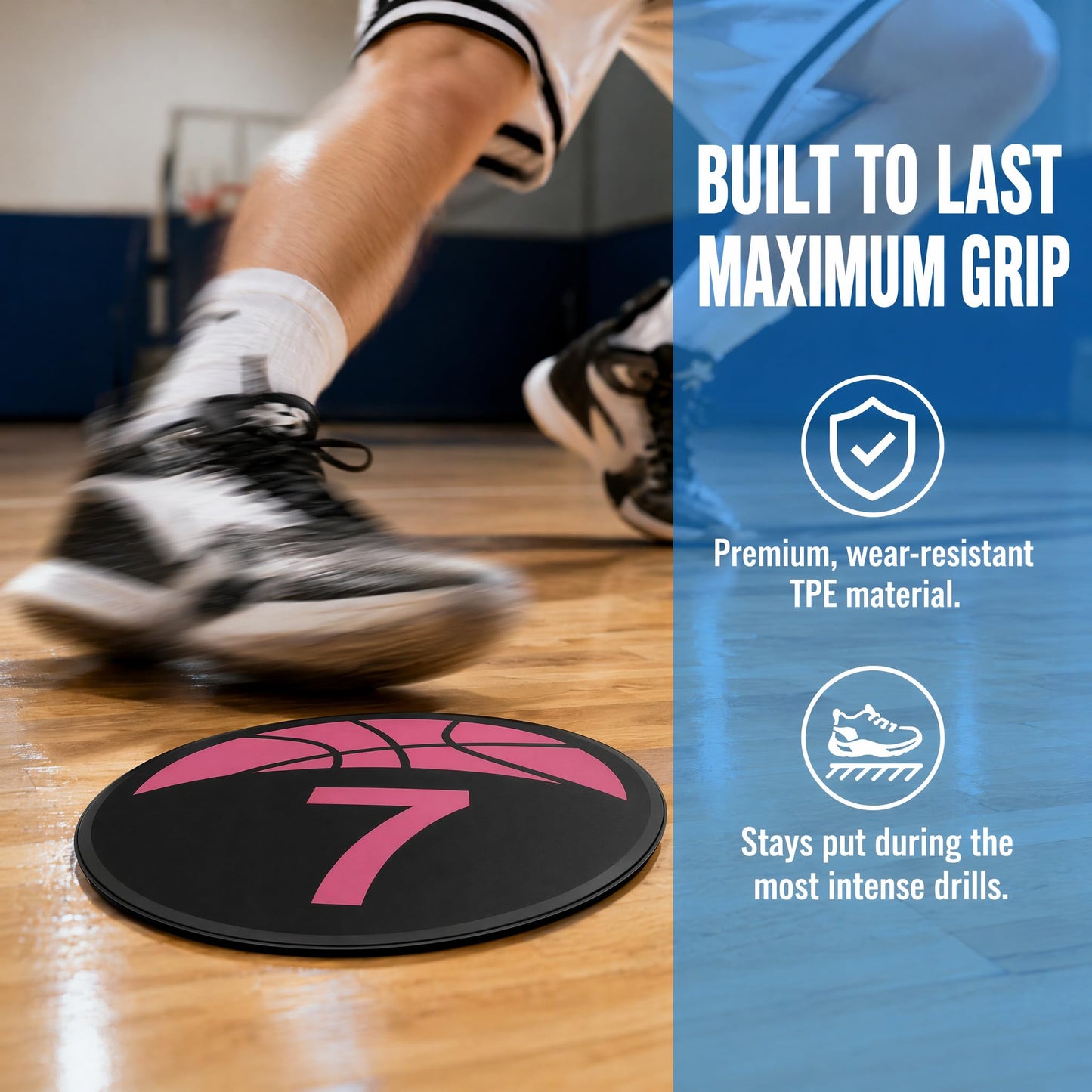 Okllen Set of 10 Basketball Poly Spots Markers, 9" Numbered Floor Dots with Storage Bag, Non-Slip Rubber Agility Training Markers for Gym, Court, Sports Drills & Coaching