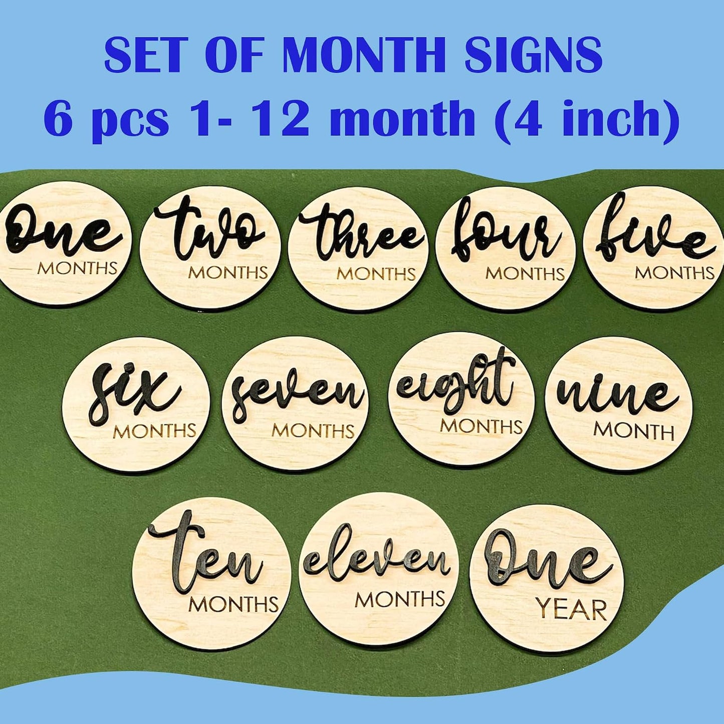 (S001) Baby Monthly Milestone, Wooden Baby Milestone Signs, Monthly Milestone Wood Discs, Baby Milestone Discs