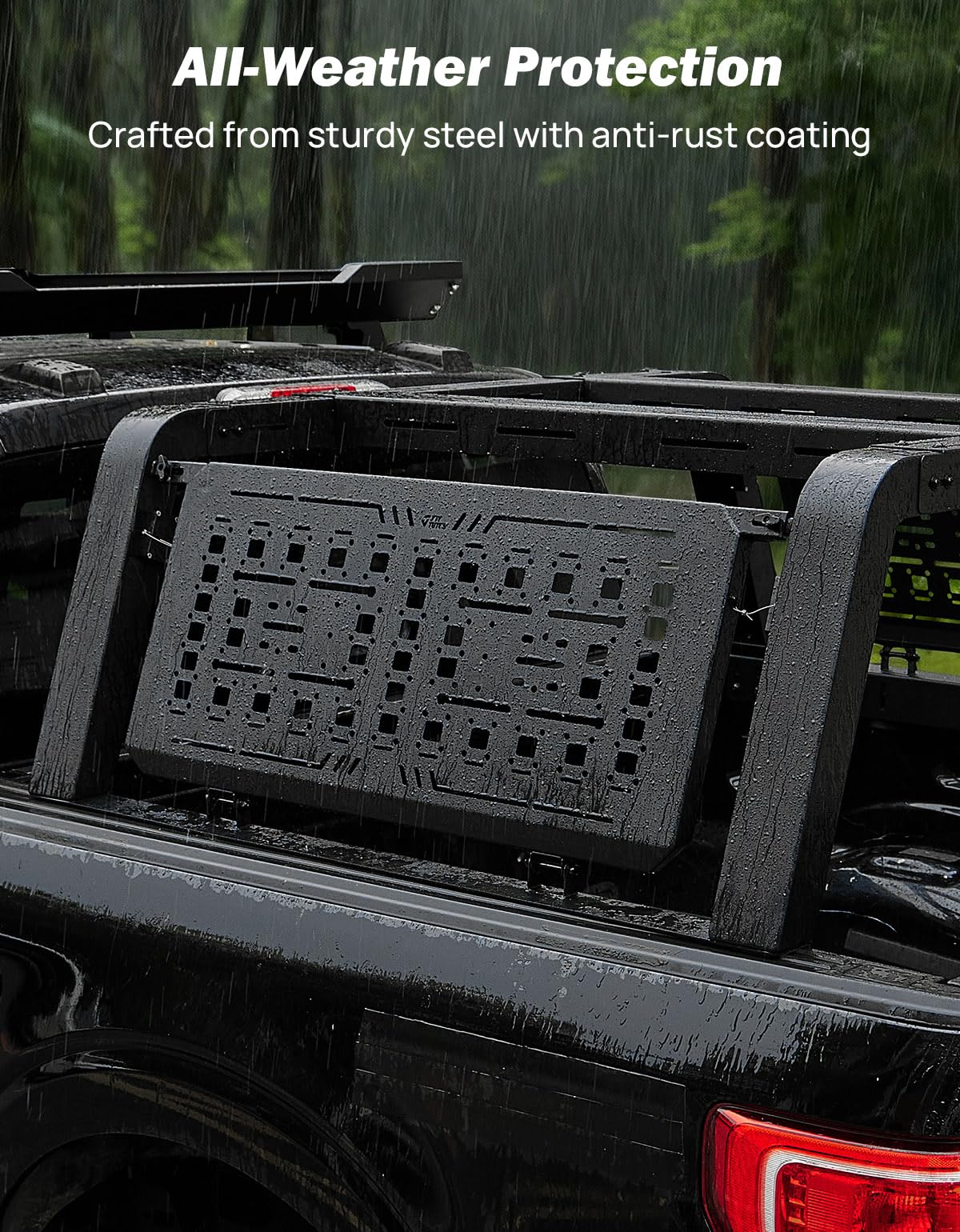 JOYTUTUS Full Size Truck Bed Rack, Overland Bed Racks for Trucks Compatible with F150 F250 F350 Silverado Sierra Ram, 24.6 Inch High Truck Bed Rack for Roof Top Tent, with Foldable Molle Panel