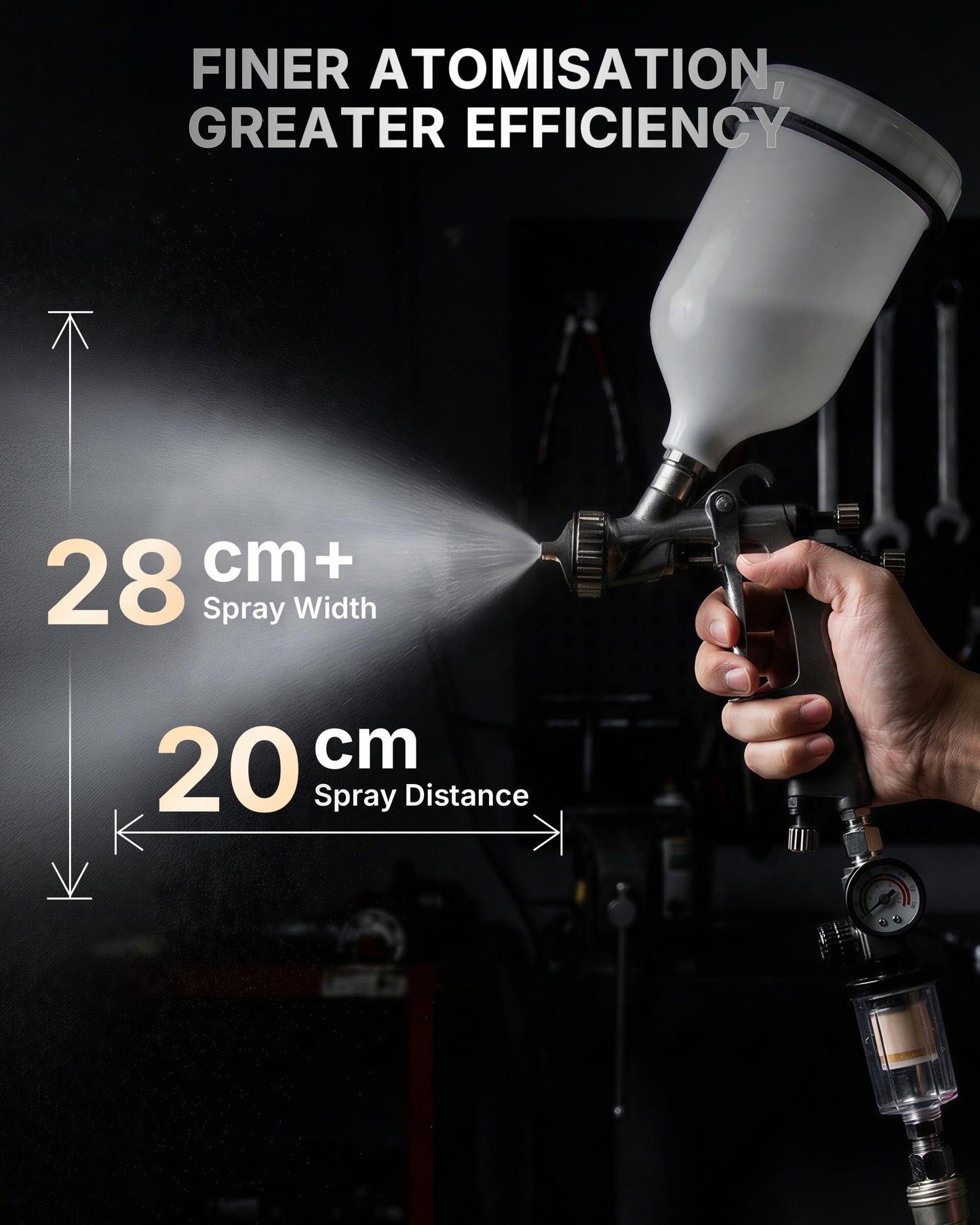 Tilswall Pinto LVLP Spray Gun Premium Kit, Ultral-Long Service Life Air Paint Gun with All-Stainless Steel Flow Channel, 1.3/1.5/1.7mm Nozzles & Accessories, Paint Sprayer Gun for Car, House Painting