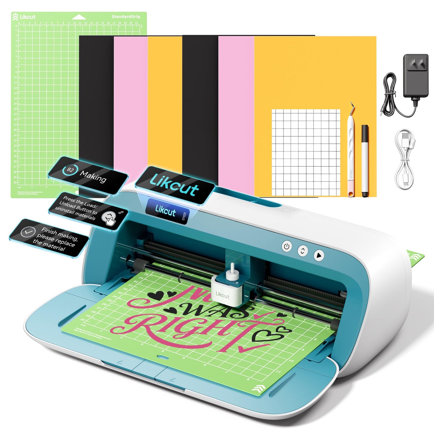 Likcut S41 Vinyl Cutter Machine with Print Then Cut - AI Image Generation Sticker Cutter and Maker Machine for Room Decor, HTV, Cardstock and Custom Stickers, Crafts for Adults