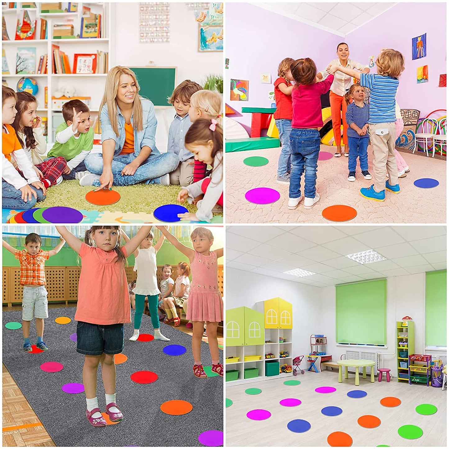 TuXHui 60 Pcs Poly Vinyl Spot Markers Rubber Floor Dots Non Slip Agility Markers Flat Field Cones for PE Gym Classes, Classroom Activities and Games, Soccer Basketball Sports Speed Agility Training