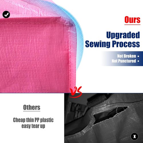Cosy Family Extra Large Moving Bags - 8 Pack with Backpack Straps, Strong Handles & Zippers, Pink