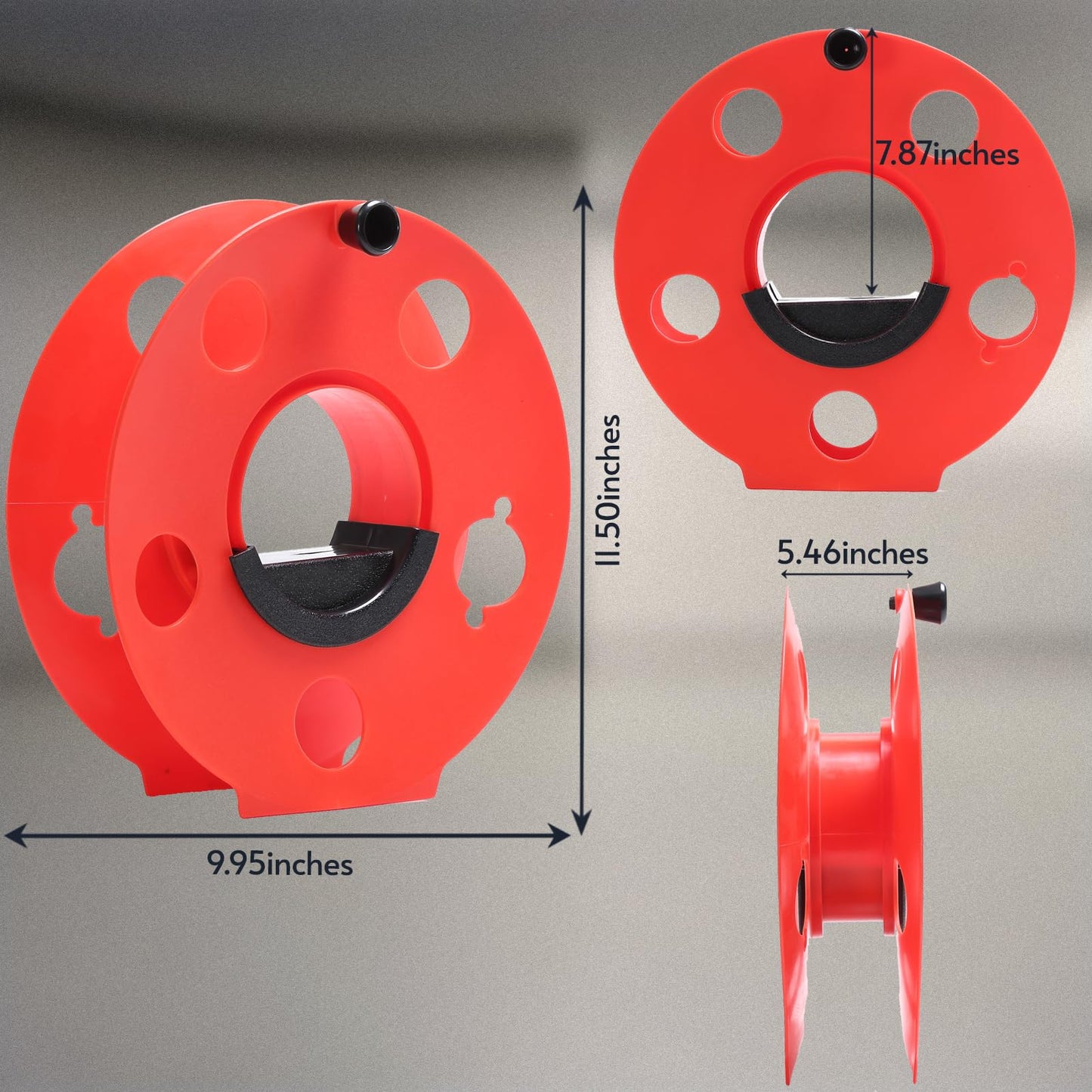 Homeon Wheels Heavy Duty Impact Resistant Plastic Extension Cord Storage Reel Durable & Safe, Lightweight & Portable, Ideal for Outdoor Projects & DIY Maintenance 100 Feet RED
