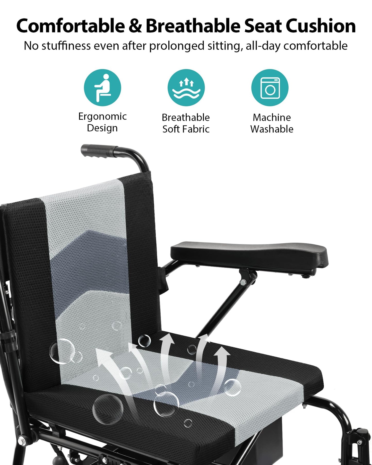 19'' Wider Electric Wheelchairs for Adults - 15 Miles Travel Range & Support 330 lb, Lightweight Foldable Motorized Wheelchair with Large Tire, 360W All Terrain Power Wheelchair for Home/Outdoor