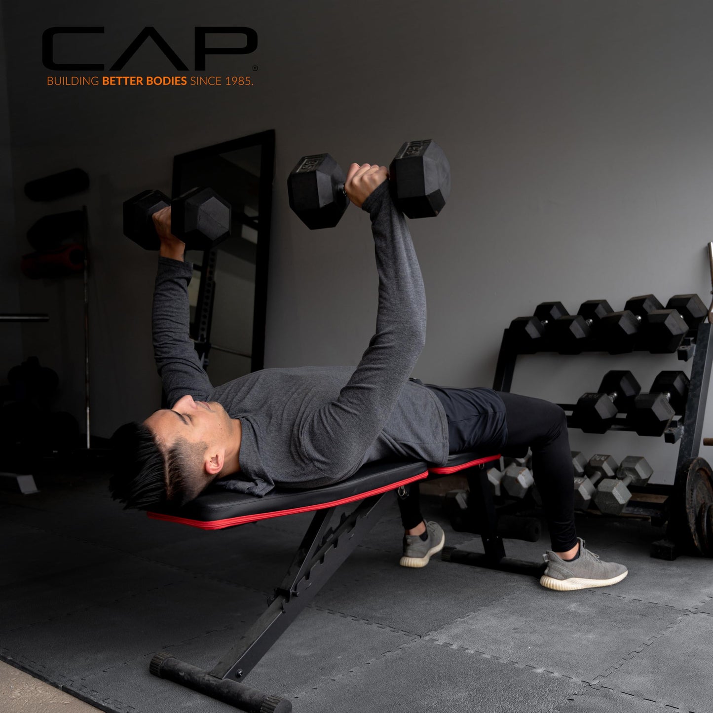 CAP Barbell 1/2-Inch Interlocking EVA Foam Exercise Puzzle Mat Home Gym Flooring - 1 Pack | 24" x 24" x 1/2" | Pebble Pattern - Black