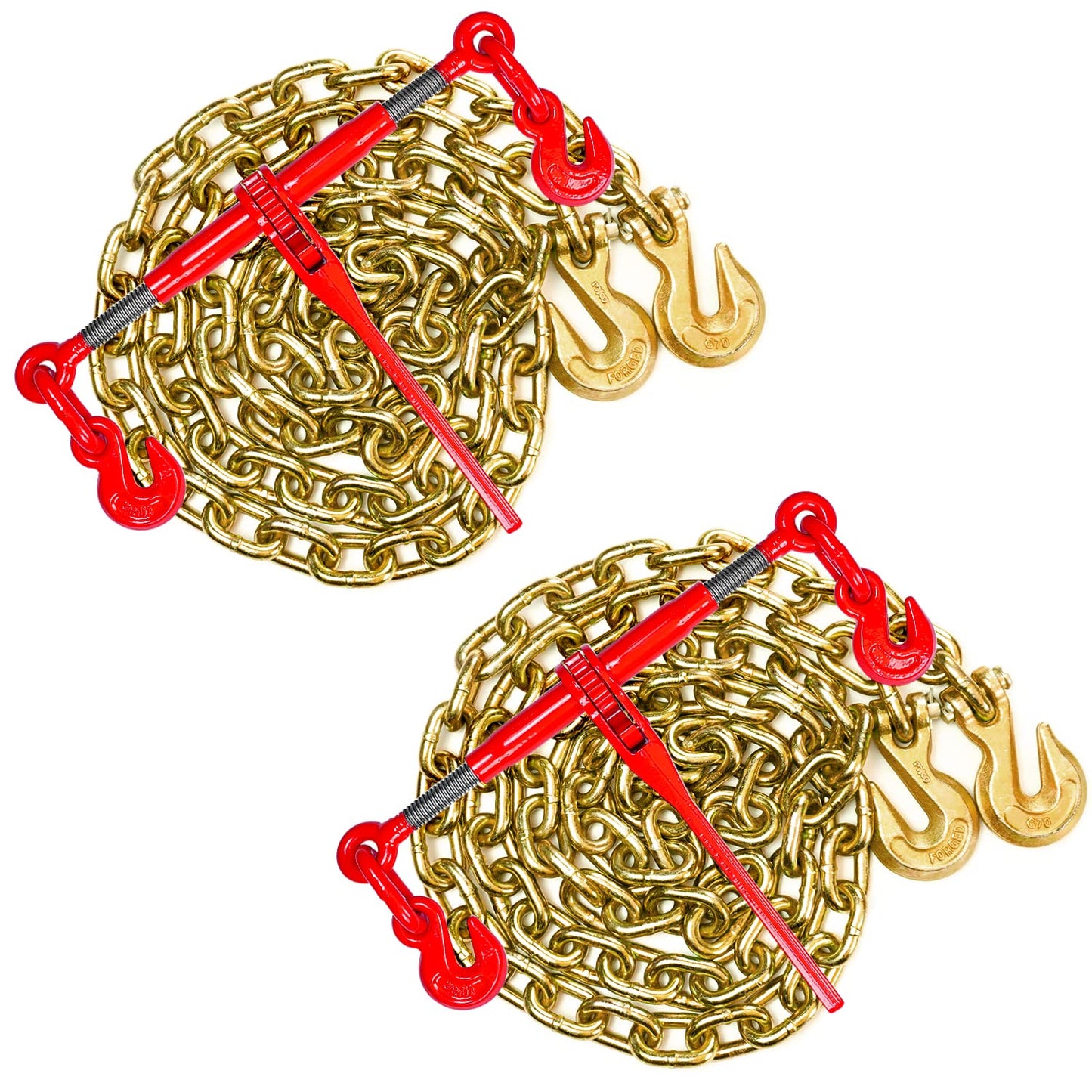 Digank Chain Binder 3/8" -1/2" Grade 70 and 3/8"×10ft Chains Includes (2) Binders and (2) Chains for Industrial Agricultural Towing Applications in Chain and Binder Kit