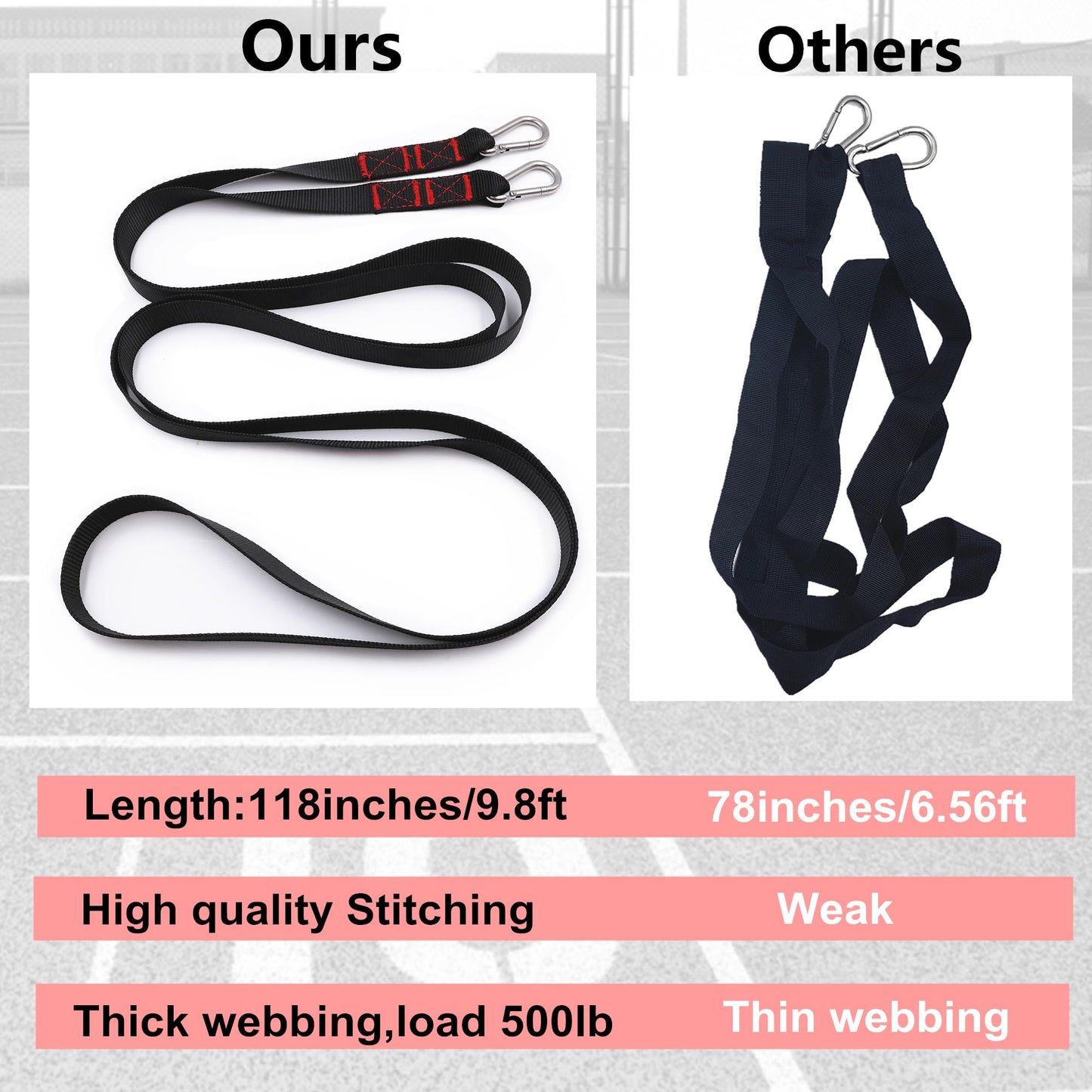 Lights Mountain 2 Pcs 9.8FT Sled Harness Pulling Straps, Sled Tire Harness Attachment for Football Running Sprinting Resistance Speed Agility Training