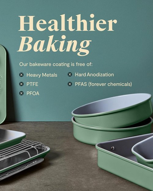 Caraway Non-Stick Ceramic Baking Sheet Duo - Non-Toxic, PTFE & PFOA Free - Ideal for Baking & Roasting - Large (18" x 13") - Marigold