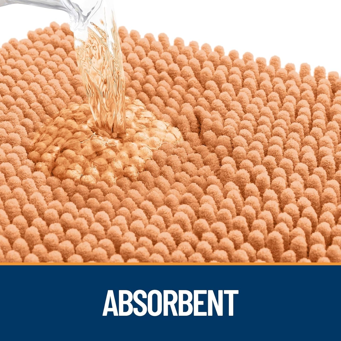 OLANLY Dog Door Mat - Absorbent Non-Slip Chenille for Muddy Paws | Quick Dry 32x20 Orange Indoor Carpet